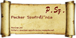 Pecker Szofrónia névjegykártya